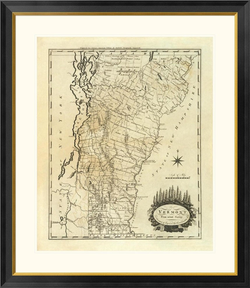 "Vermont, 1795" Framed Digital Print by Mathew Carey, 35x40"