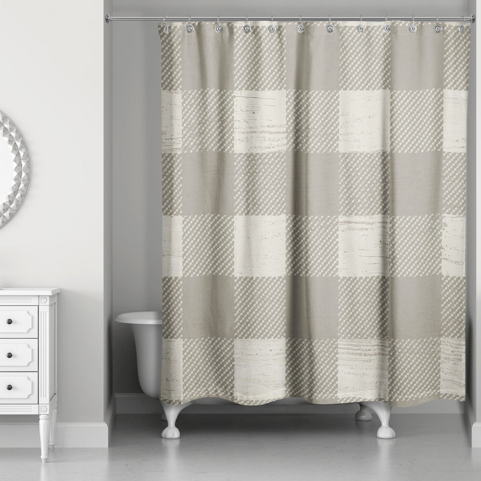 Taupe Buffalo Check 71x74 Shower Curtain