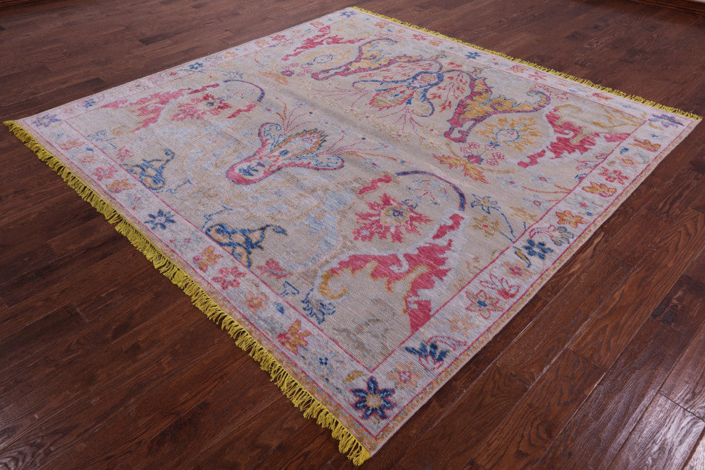 8' Square Turkish Oushak Hand Knotted Wool Rug - Q16060