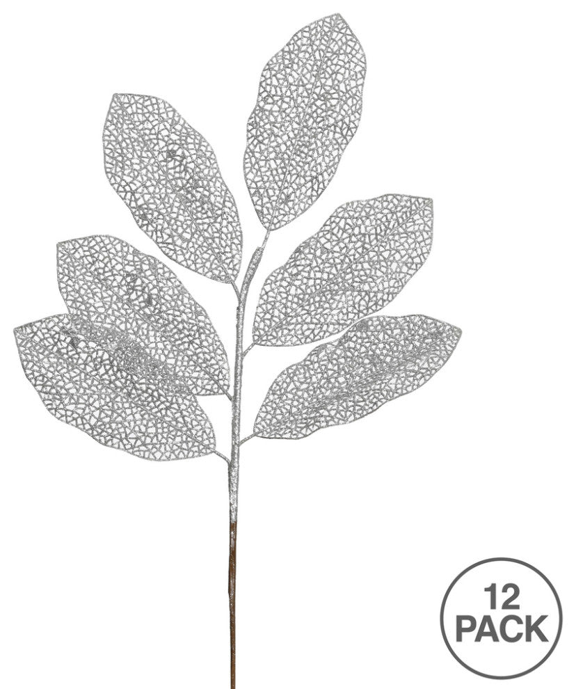 Vickerman L154207 22" Silver Glitter Magnolia Artificial Christmas Spray