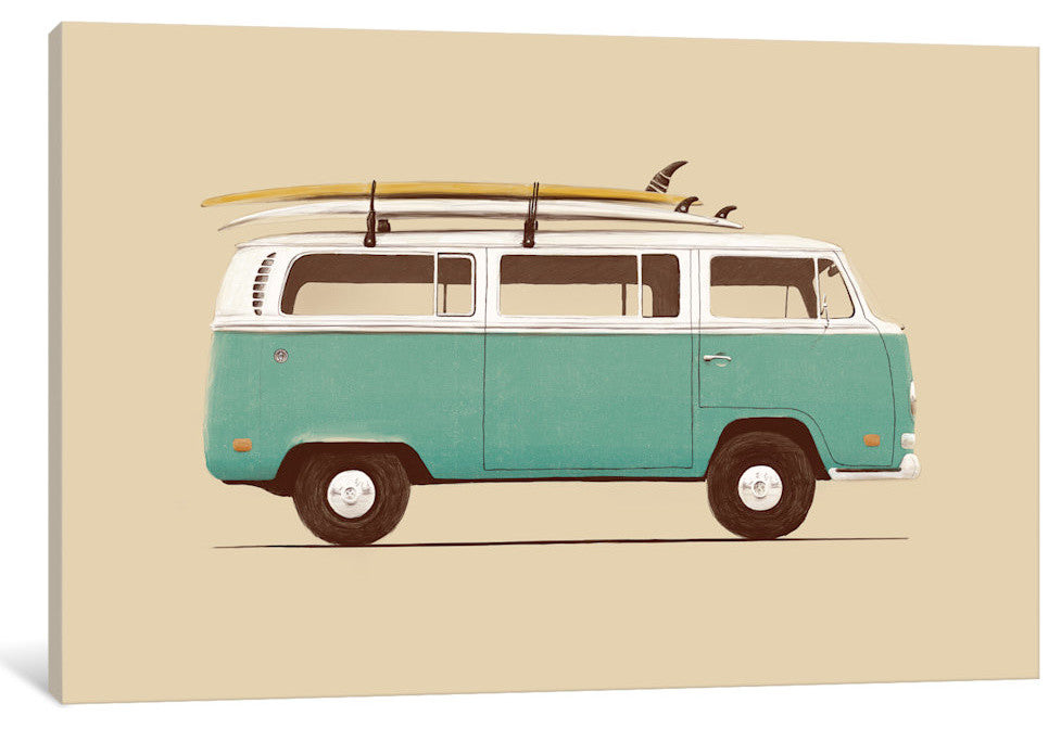 "Blue Van" by Florent Bodart, Canvas Print, 26"x18"