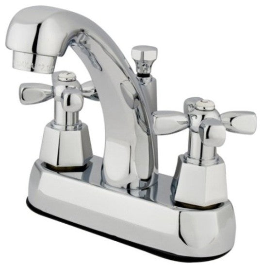 Two Handle 4" Centerset Lavatory Faucet with Brass Pop-up KS4611HX