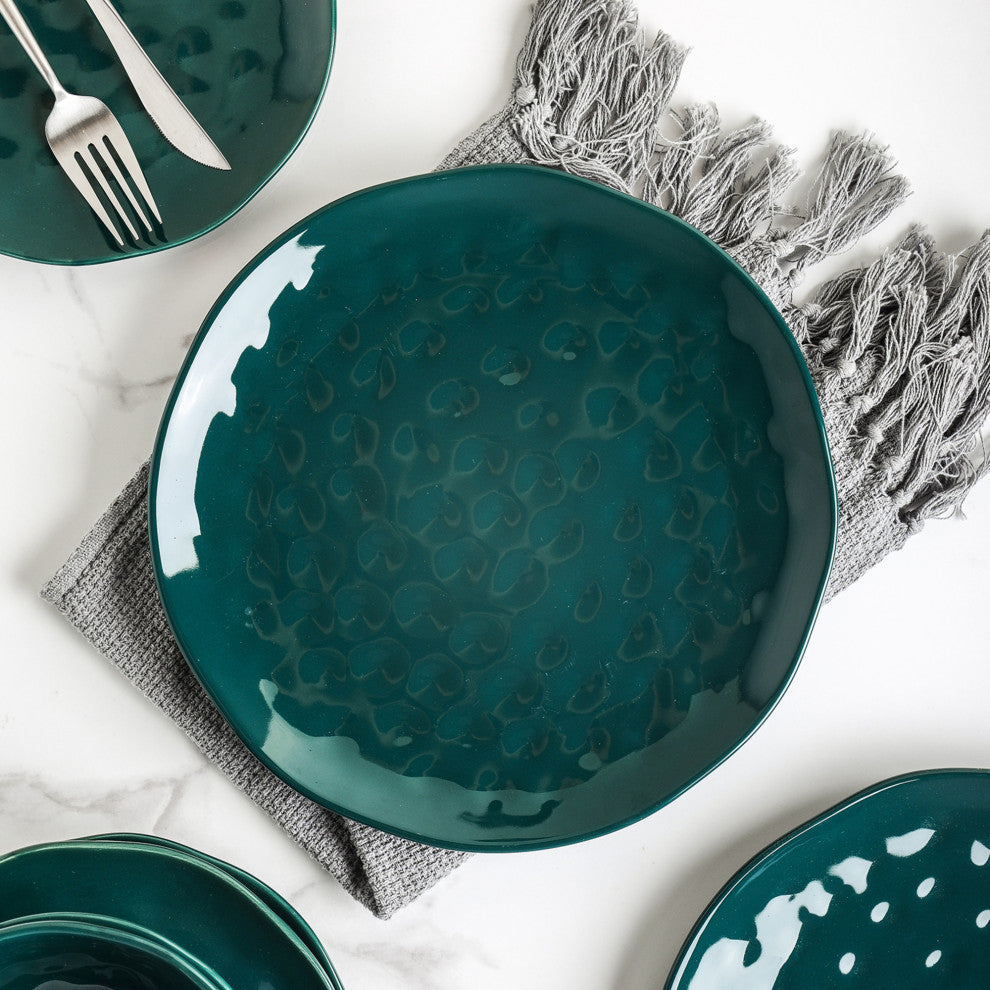 Stone Lain Ivy Porcelain 24 Piece Dinnerware Set, Green