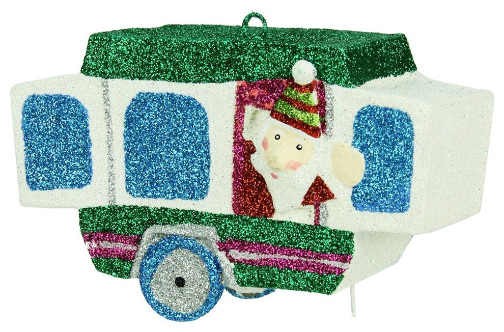 4.25" Santa Waving from a Vacation Camper Ornament