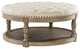 36" Wide Tufted Round Cocktail Ottoman With Storage, Linen
