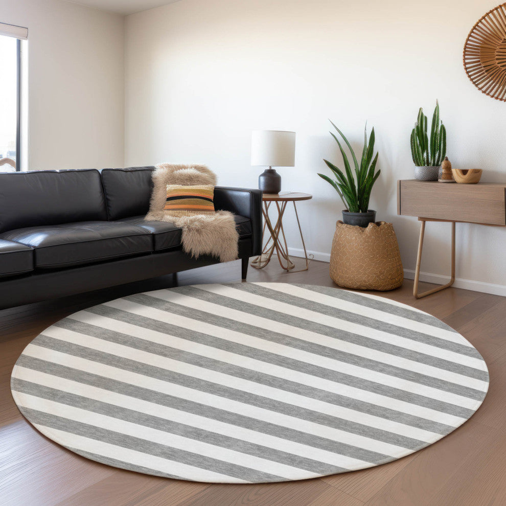 Premium Machine Washable Mayfield AMF528 Gray 8' x 8' Round Rug