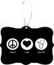 Peace Love Doctor Black Color Design Rectangle Christmas Tree Ornament