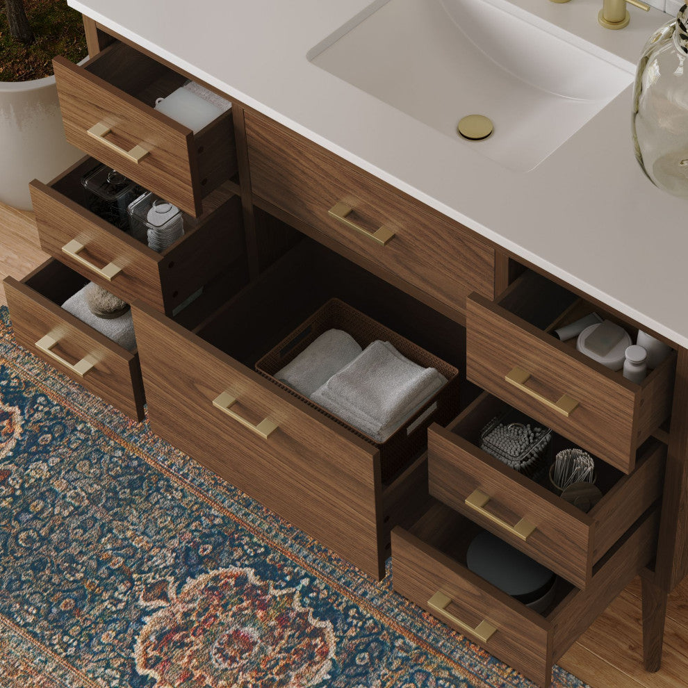 The Richmond Bathroom Vanity, Walnut, 48", Single Sink, Freestanding