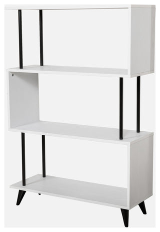 Danya B. Breuer 4-Tier White S-Shaped Bookcase With Black Hardware Accents