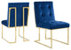 Side Dining Chair, Set of 2, Velvet, Metal, Gold Blue Navy, Modern, Cafe Bistro