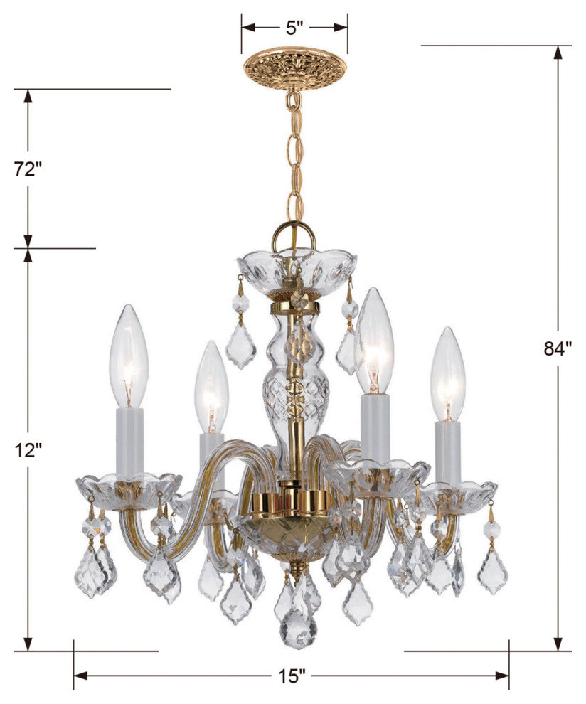 CRYSTORAMA 1064-PB-CL-I Crystal 4 Light Clear Crystal Brass Chandelier