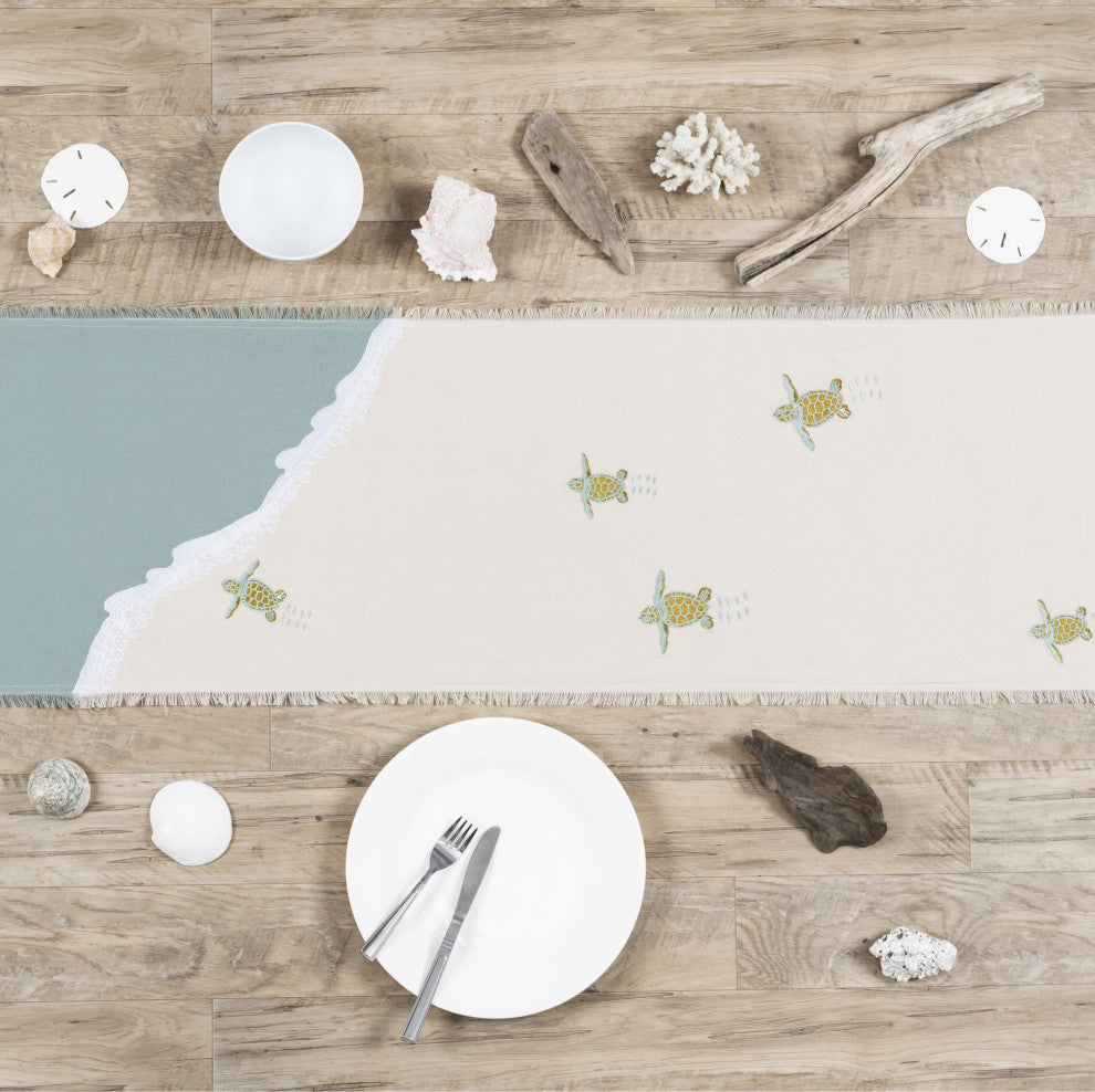 Baby Sea Turtle Migration Embroidered Table Runner