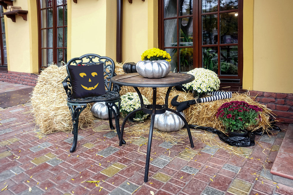 Halloween JackoLanternLeft Indoor/Outdoor Throw Pillow, Navy, 18"x18"