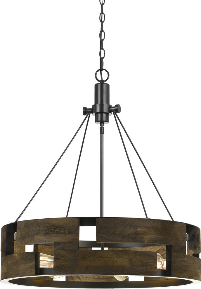 60W Bradford Metal, Wood Chandelier