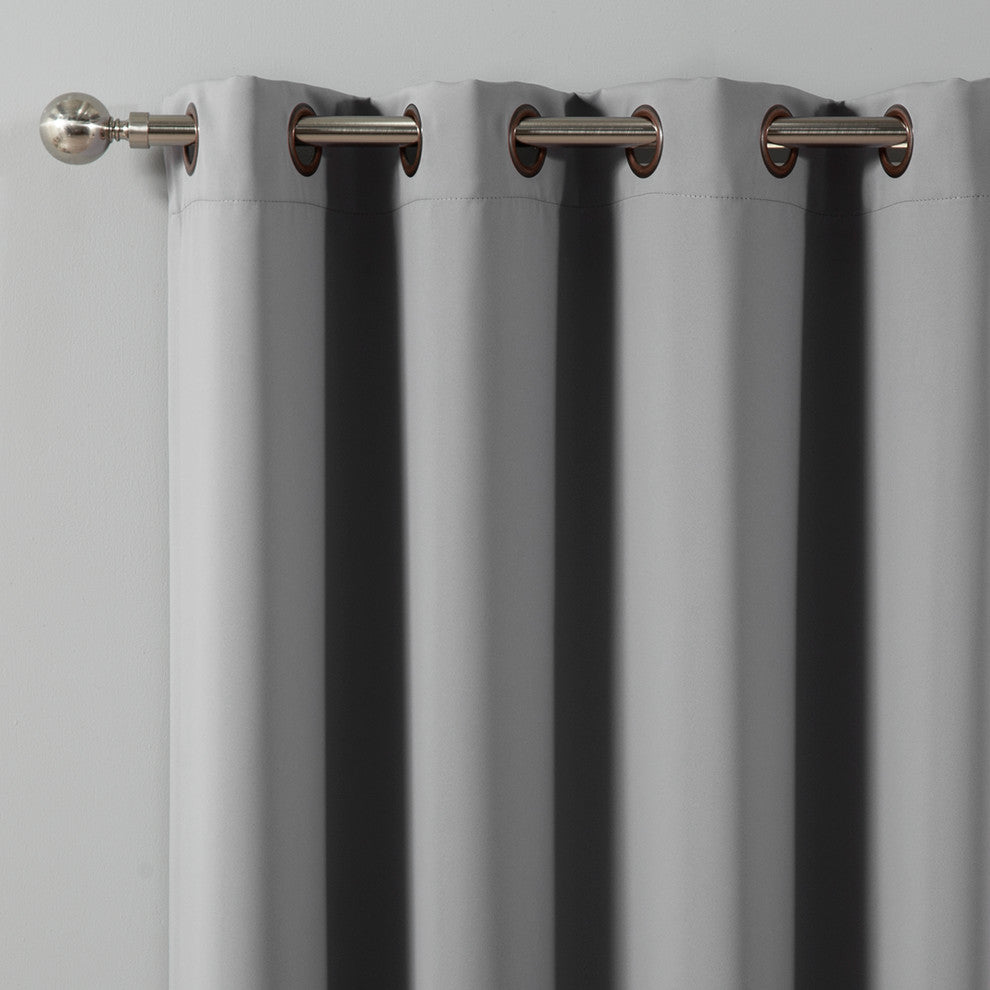 Solid Grommet Top Thermal Insulated Blackout Curtains, Gray, 84"