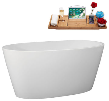 51" Streamline B-252-42-WH Freestanding Tub, Tray & Drain, Glossy White