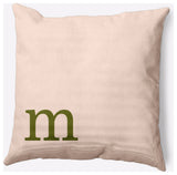 20" x 20" Modern Monogram Indoor/Outdoor Polyester Throw Pillow, Olive
