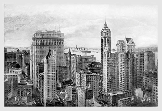 Financial District, 1911- Gallery Wrapped Canvas Art 28" x 42"