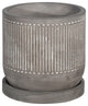 6" Line Pattern Planter With Saucer, Gray