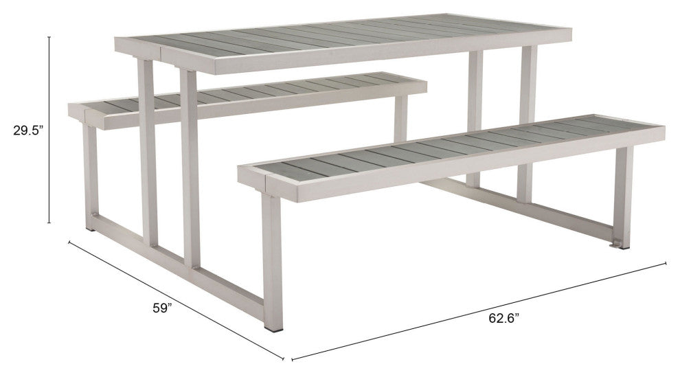 Cuomo Picnic Table Brushed Aluminum