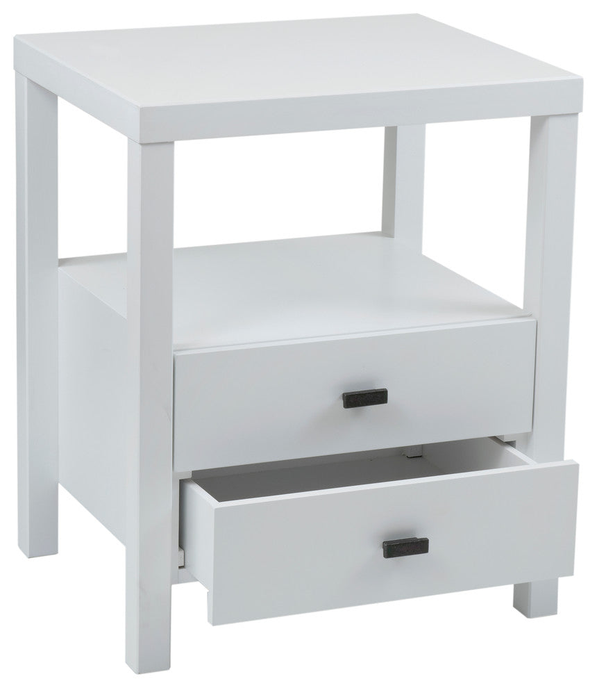 East at Main Westwood Brown Acacia Wood Square Accent Table, White