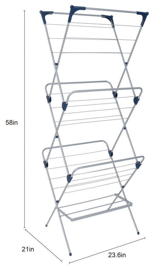 YBM Home 3 Tier Foldable Clothes Water-Resistant Steel Drying Rack