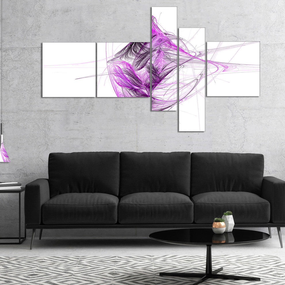 Purple on White Fractal Illustration, Abstract Canvas Print, 60"x32", 5 panels