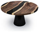 Opaque Epoxy Resin & Walnut Wood Round Table, Black