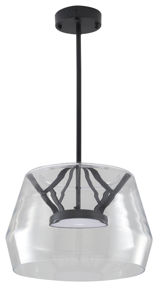 1-Light Black LED Pendant With A Clear Glass Shade
