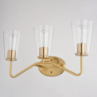 Beverly 3 Light Gold Muted Brass Bathroom Vanity Fixture Clear Glass