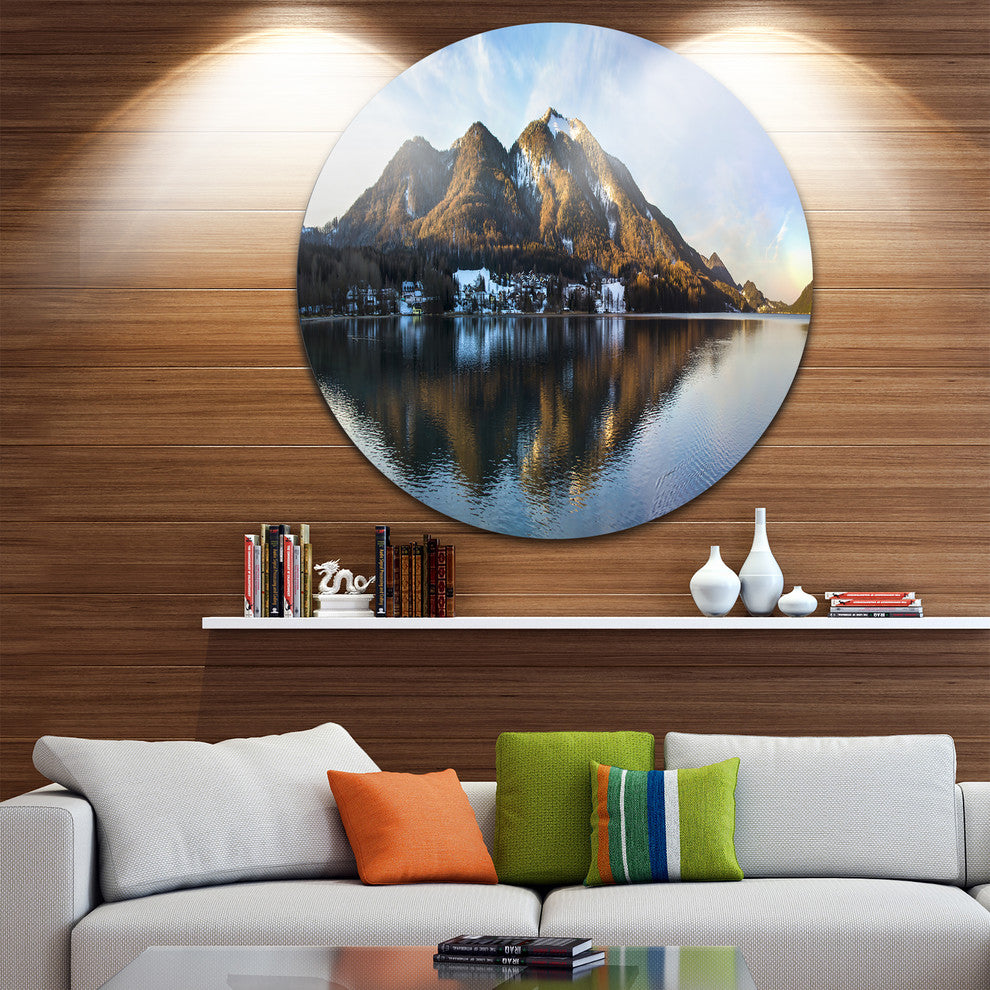 Fuschlsee In The Salzkammergut, Seascape Round Metal Wall Art, 11"