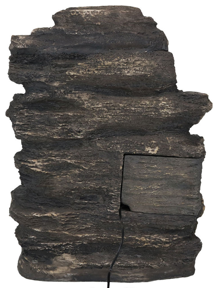 Sunnydaze Rock Falls Outdoor Waterfall Fountain With LED Lights, 24"