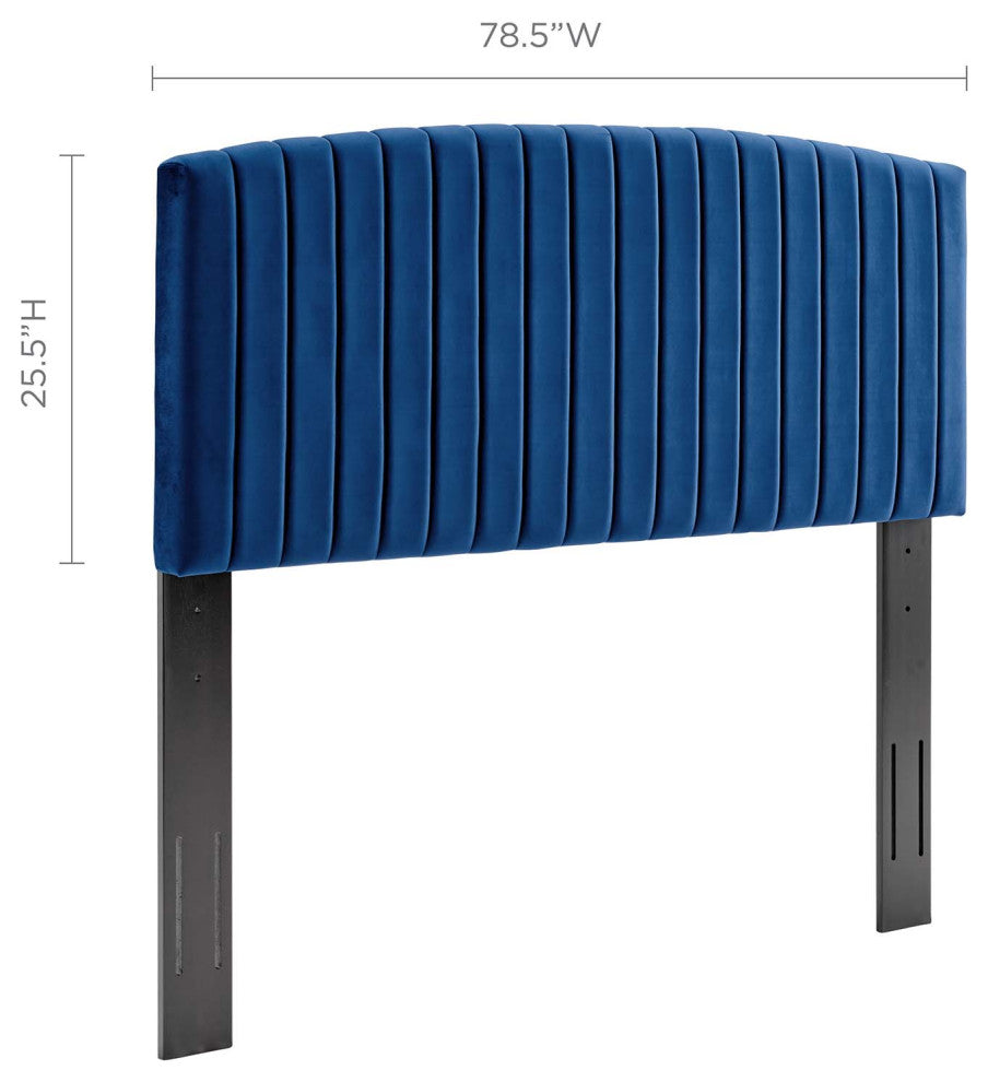 Rebecca Performance Velvet King / California King Headboard-Navy
