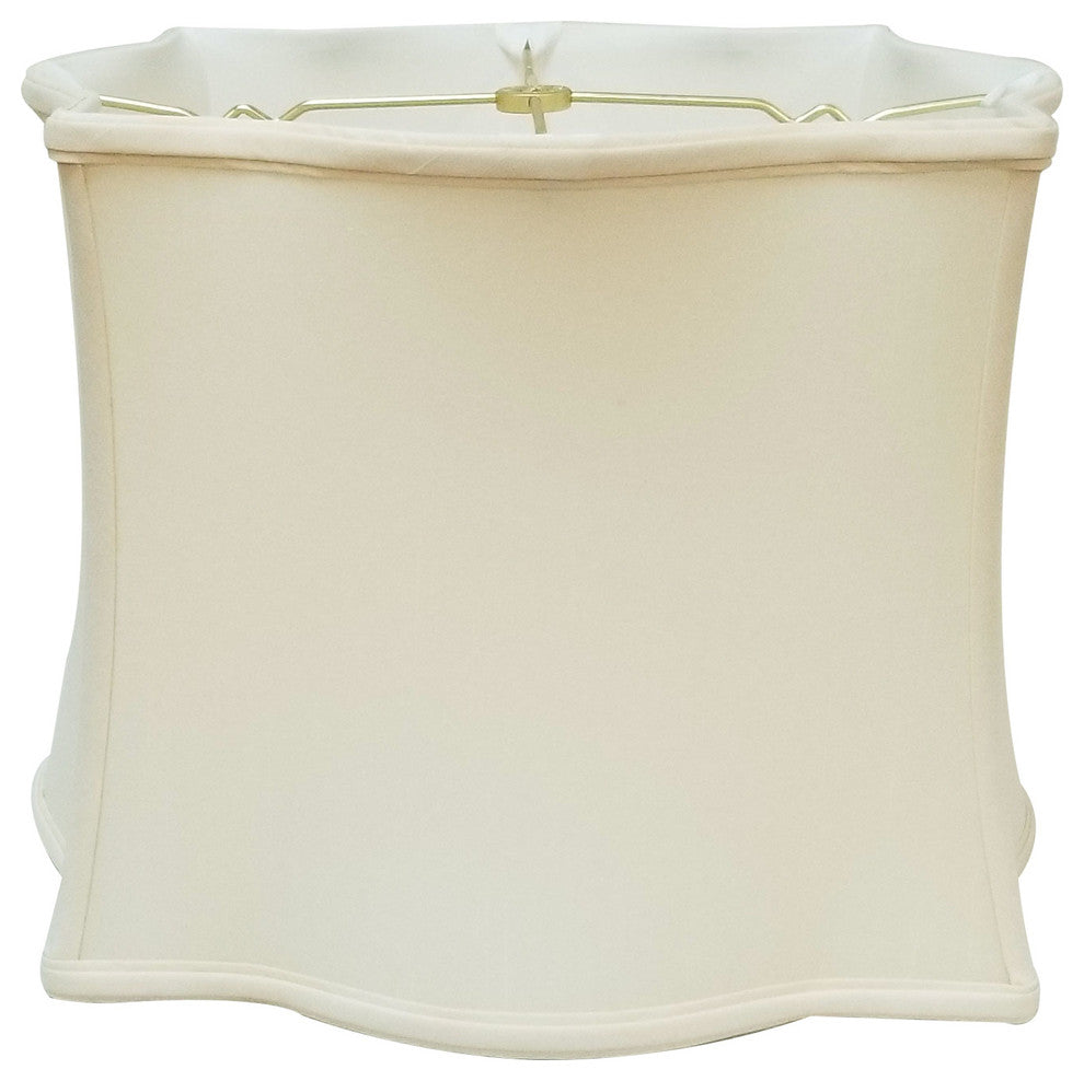 Scallop Top & Bottom Square Basic Lampshade, Antique Gold, Eggshell, 14x15x11