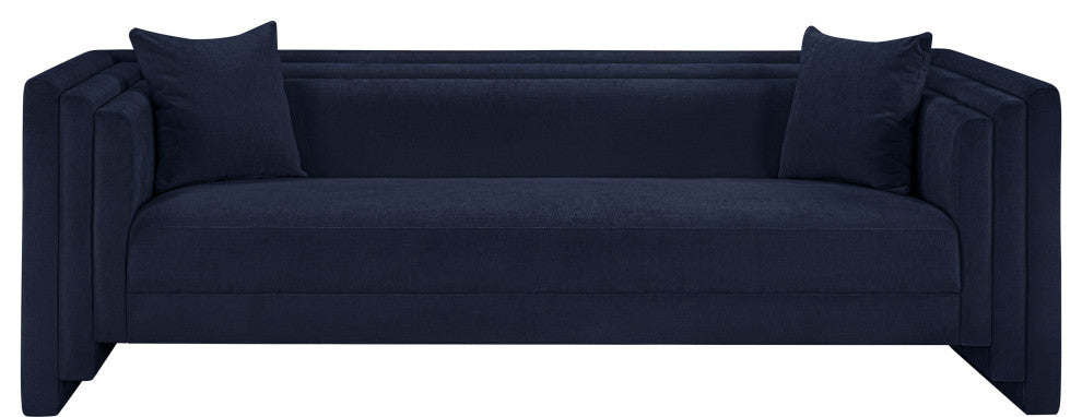 Everett Upholstered Sofa, Navy, Chenille Fabric