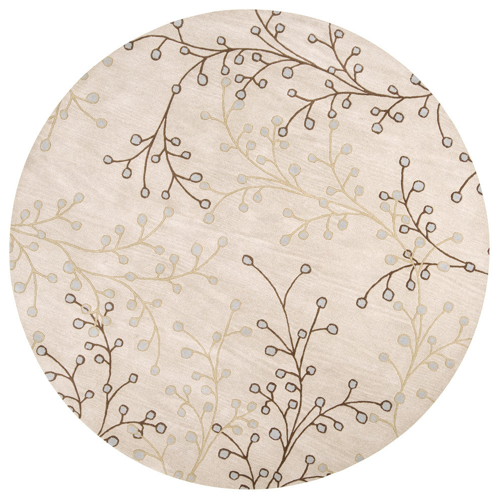 Surya Athena ATH-5008 Transitional Area Rug, Taupe, 4' Round