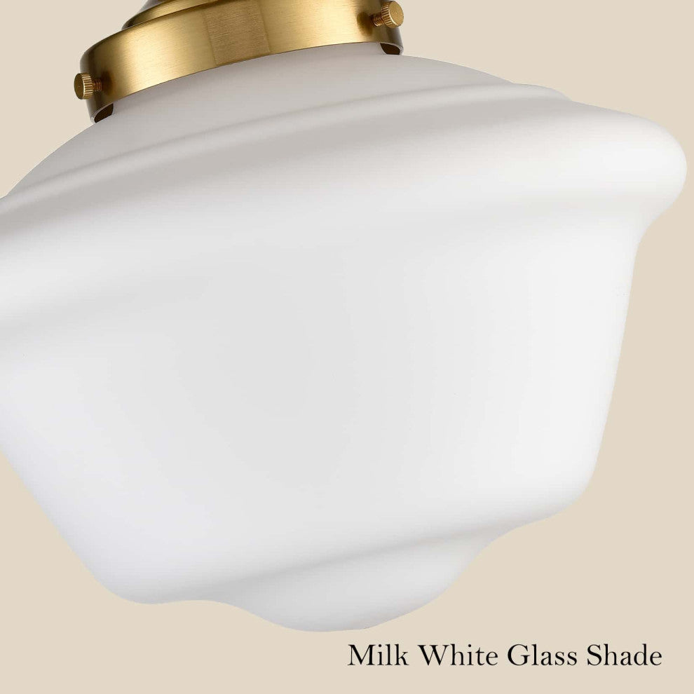 Schoolhouse Ceiling Light Fixture With Opal Glass