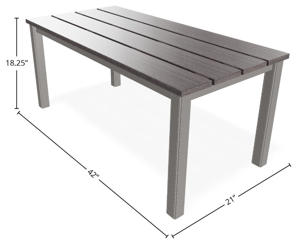 21"x42" Rustic Outdoor Coffee Table, Warm Gray