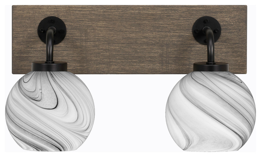 Oxbridge, Bath Bar, Matte Black & Painted Distressed Metal, 5.75" Onyx Swirl
