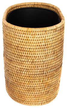 Artifacts Rattan™ Oval Waste Basket with Metal Liner, Honey Brown