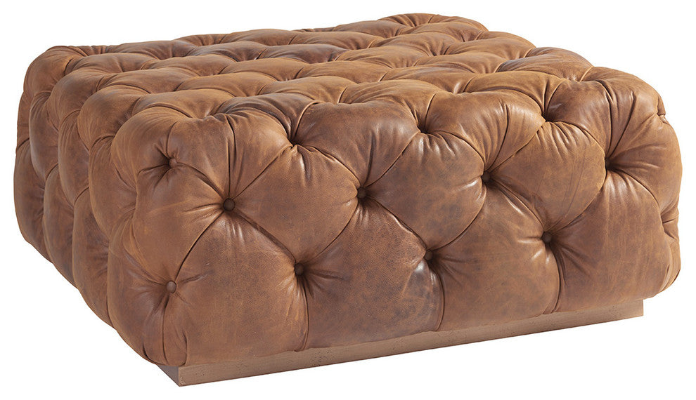 Laurel Leather Cocktail Ottoman
