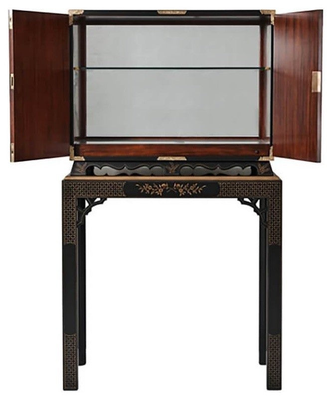 Hand Painted Peacock Bar Cabinet