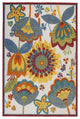 5' X 8' Yellow And Ivory Floral Indoor Outdoor Area Rug