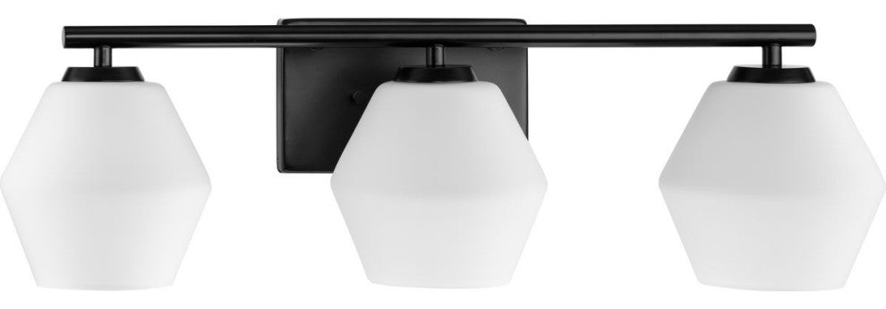 Copeland Collection Three-Light Matte Black Mid-Century Modern Vanity Light