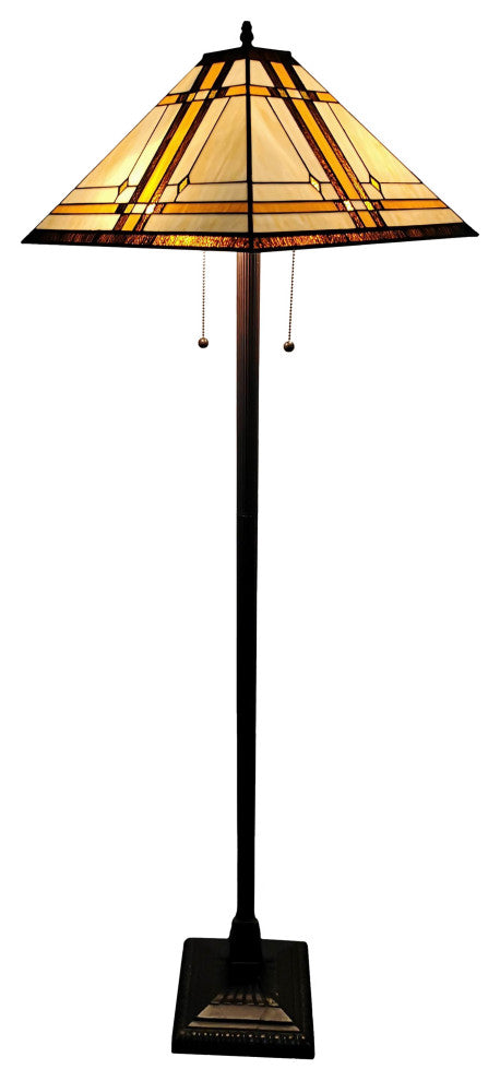 Tiffany Style 2 Light Mission Floor Lamp 61" Tall