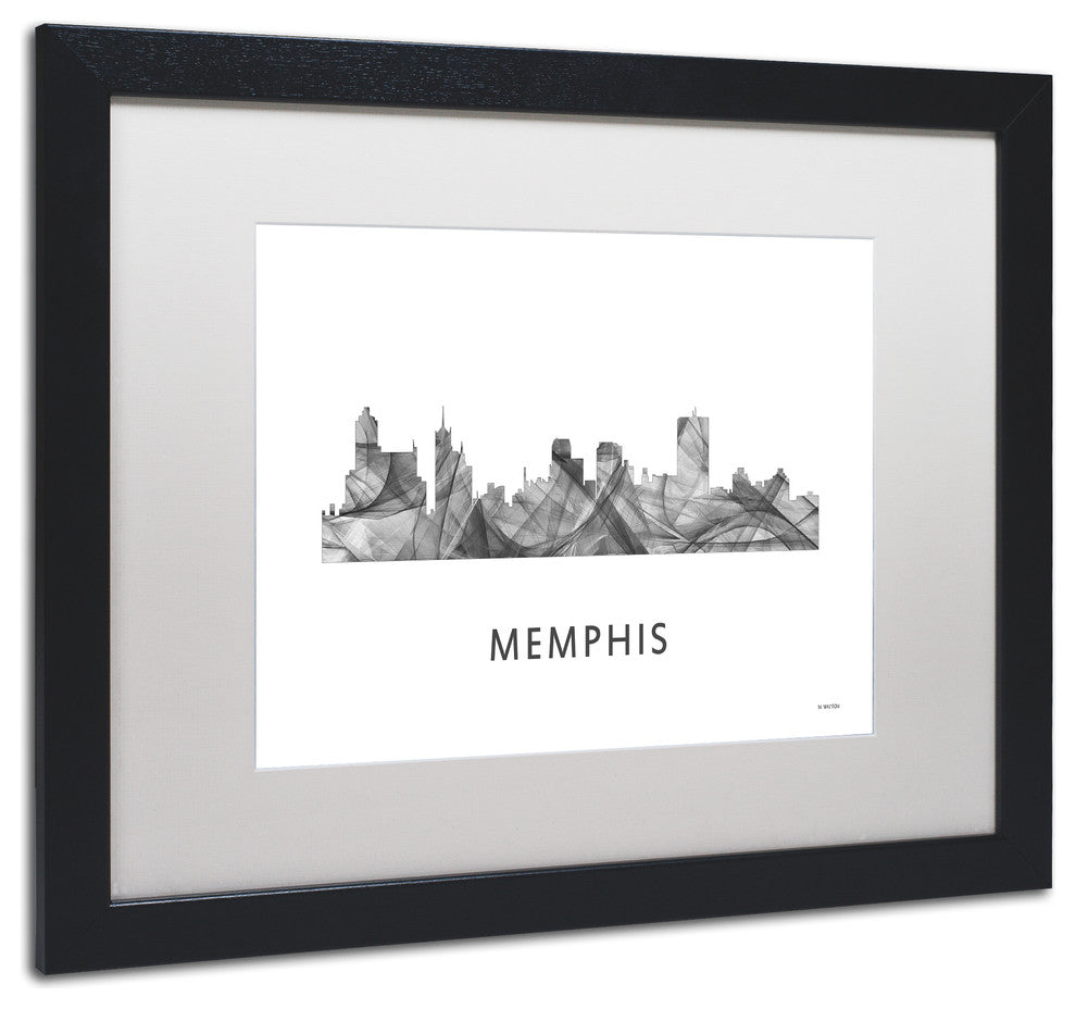 Marlene Watson ''Memphis Tennessee Skyline'' Matted Art, Black Frame, White, 20x16