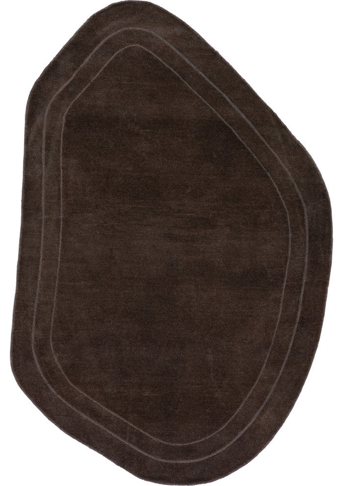 Canyon Abstract Wool Area Rug, Dark Brown 8' 6" x 11' 6" Shaped