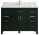 Cambridge 48 Single Sink Bath Vanity in Dark Forest Green 2" Carrara Marble