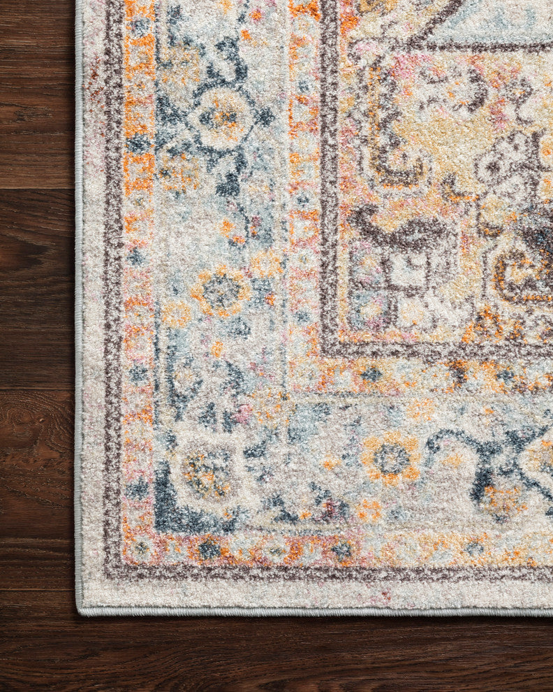 Blue, Orange Clara Area Rug by Loloi, Mist/Multi, 2'5"x7'7"