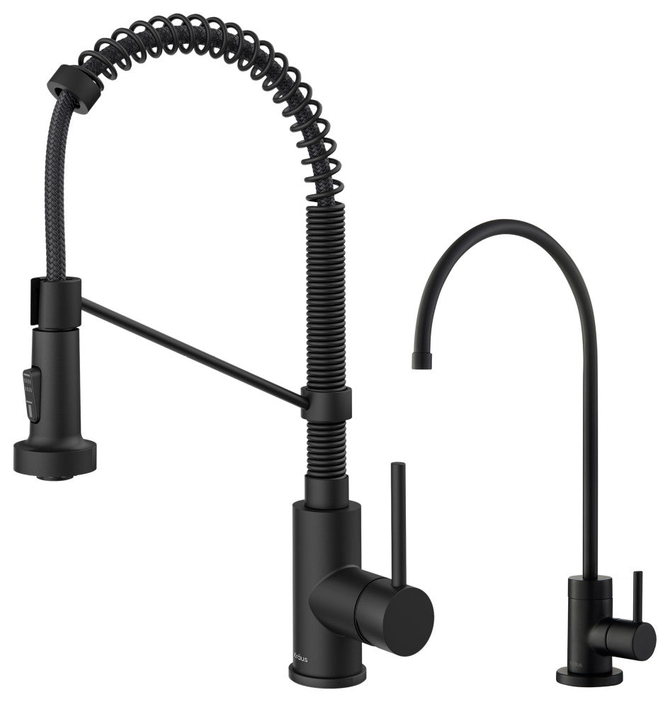 Purita Water Dispenser, Bolden Pulldown Kitchen Faucet, Matte Black